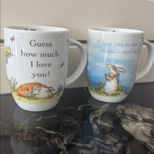 Konitz Germany Set of 2 Cute Coffee Mugs featuring Bunny Rabbits & Butterflies